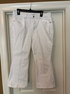 LOFT White Denim Kick Crop Pants